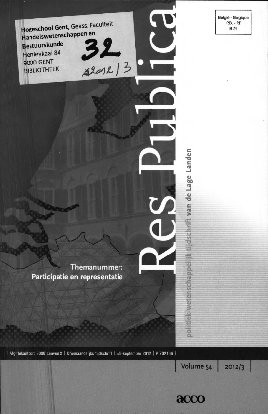 Volume 54 • Issue 3 • 2012 • Participatie en representatie