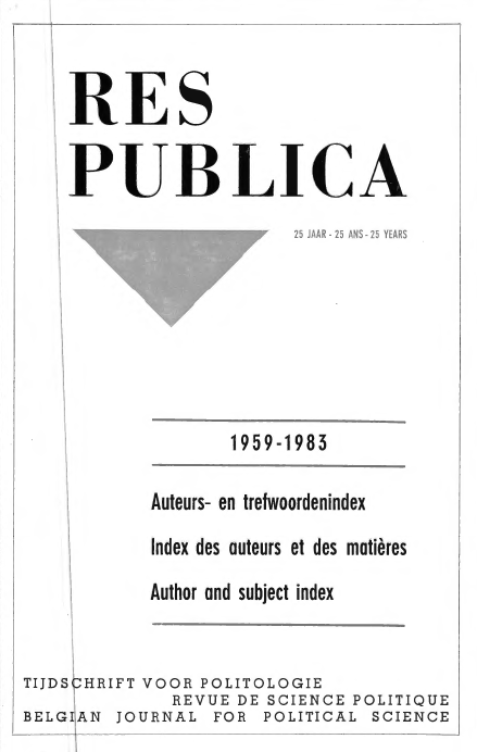 Volume 26 • Issue 1 • 1984 • Auteurs- en trefwoordenindex - Index des auteurs et des matières - Author and subject index : 1989-1983