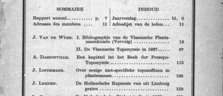 Bibliographie van de Vlaamsche Plaatsnaamkunde  (Vervolg)