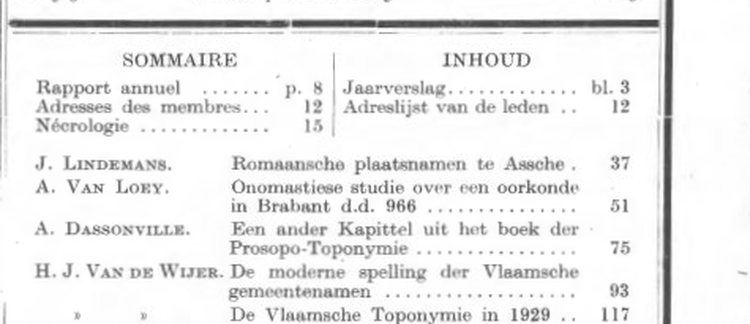 De Vlaamsche Toponymie in 1929