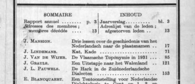 De Vlaamsche Toponymie in 1931