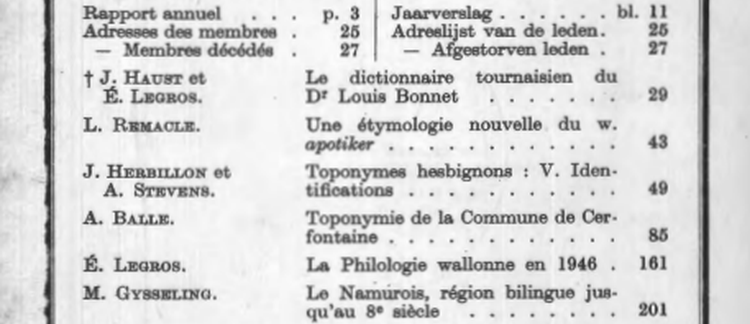 La Philologie wallonne en 1946