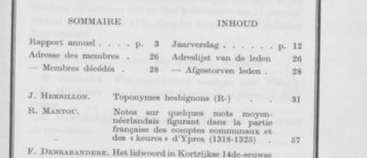 Notes sur quelques mots moyennéerlandais figurant dans la partie française des comptes communaux et des « keures » d’Ypres (1318-1325)