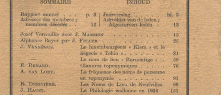 De Vlaamse Toponymie in 1936